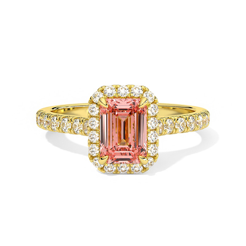 Bague Odéon Diamants Rose Taille Emeraude