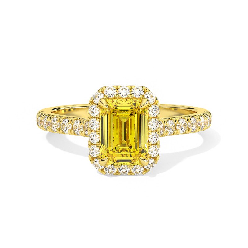 Bague Odéon Diamants Jaune Taille Emeraude