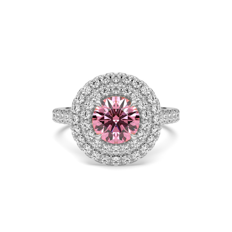 BAGUE ODEON DOUBLE HALO ROND DIAMANT ROSE