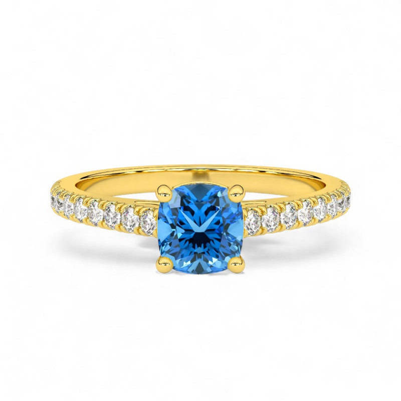 Bague Montaigne Diamant Bleu Coussin