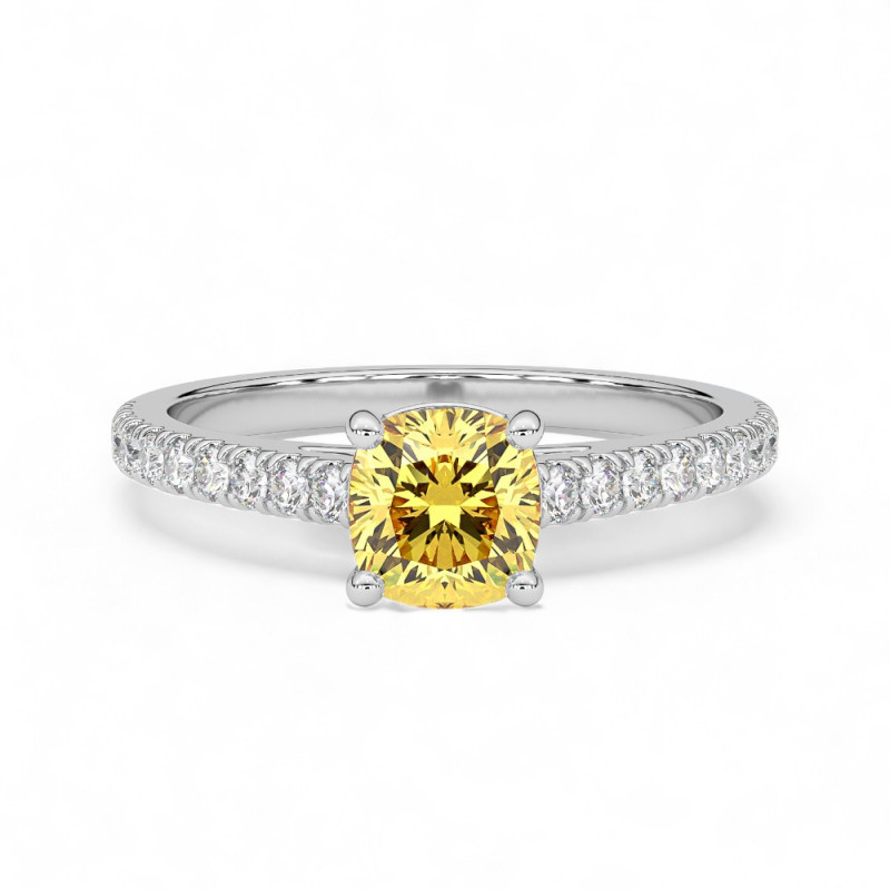 Bague Montaigne Diamant Jaune Coussin