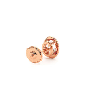 Boucles d'Oreilles Odéon Diamant Ovale, halo de diamants de laboratoire, or rose 18 carats — Maison Laveran Paris