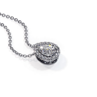 Pendentif Vendôme Diamant Poire, diamants de laboratoire, or blanc 18 carats ou platine 950 — Maison Laveran Paris