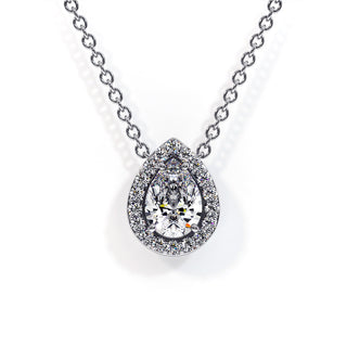 Pendentif Vendôme Diamant Poire, diamants de laboratoire, or blanc 18 carats ou platine 950 — Maison Laveran Paris