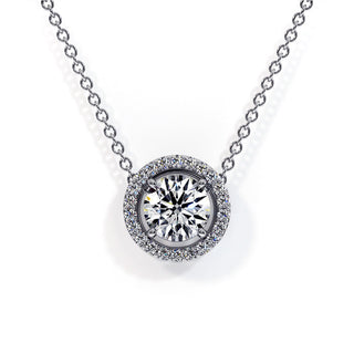 Pendentif Vendôme Diamant Rond, diamants de laboratoire, or blanc 18 carats ou platine 950 — Maison Laveran Paris