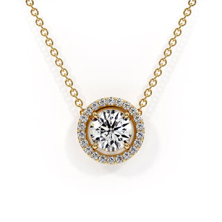 Pendentif Vendôme Diamant Rond, diamants de laboratoire, or jaune 18 carats — Maison Laveran Paris