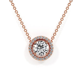 Pendentif Vendôme Diamant Rond, diamants de laboratoire, or rose 18 carats — Maison Laveran Paris