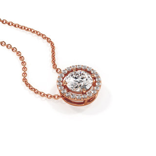 Pendentif Vendôme Diamant Rond, diamants de laboratoire, or rose 18 carats — Maison Laveran Paris