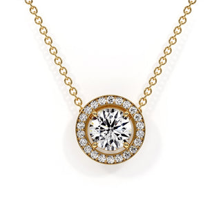 Pendentif Georges V Diamant Rond, diamants de laboratoire, or jaune 18 carats — Maison Laveran Paris