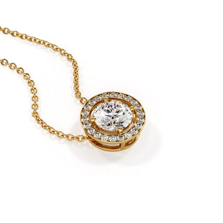 Pendentif Georges V Diamant Rond, diamants de laboratoire, or jaune 18 carats — Maison Laveran Paris