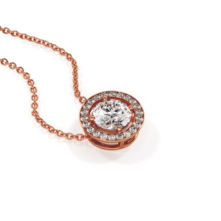 Pendentif Georges V Diamant Rond, diamants de laboratoire, or rose 18 carats — Maison Laveran Paris