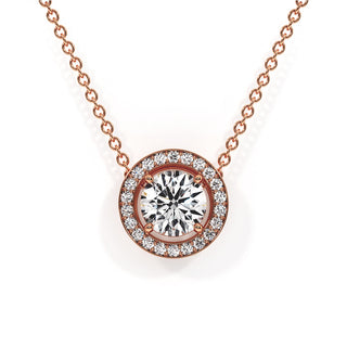 Pendentif Georges V Diamant Rond, diamants de laboratoire, or rose 18 carats — Maison Laveran Paris