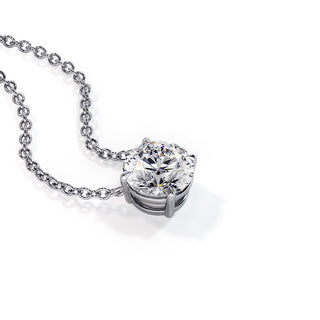 Pendentif Diamant Montaigne Rond, diamants de laboratoire, or blanc 18 carats ou platine 950 — Maison Laveran Paris