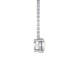 Pendentif Diamant Montaigne Rond, diamants de laboratoire, or blanc 18 carats ou platine 950 — Maison Laveran Paris
