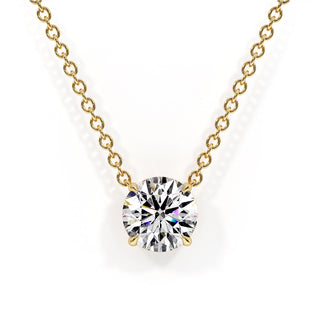 Pendentif Diamant Montaigne Rond, diamants de laboratoire, or jaune 18 carats — Maison Laveran Paris