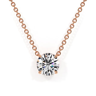 Pendentif Diamant Montaigne Rond, diamants de laboratoire, or rose 18 carats — Maison Laveran Paris