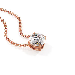Pendentif Diamant Montaigne Rond, diamants de laboratoire, or rose 18 carats — Maison Laveran Paris