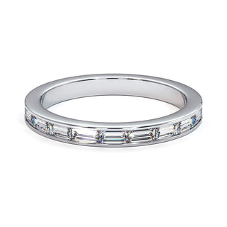 Demi-Alliance Concorde Diamants Baguettes Horizontal, diamants de laboratoire, or blanc 18 carats ou platine 950 — Maison Laveran Paris