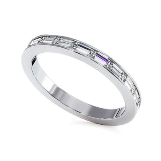 Demi-Alliance Concorde Diamants Baguettes Horizontal, diamants de laboratoire, or blanc 18 carats ou platine 950 — Maison Laveran Paris