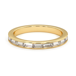 Demi-Alliance Concorde Diamants Baguettes Horizontal, diamants de laboratoire, or jaune 18 carats — Maison Laveran Paris