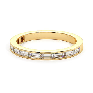Demi-Alliance Concorde Diamants Baguettes Horizontal, diamants de laboratoire, or jaune 18 carats — Maison Laveran Paris