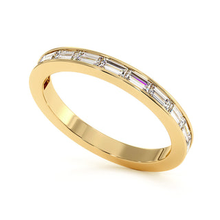 Demi-Alliance Concorde Diamants Baguettes Horizontal, diamants de laboratoire, or jaune 18 carats — Maison Laveran Paris