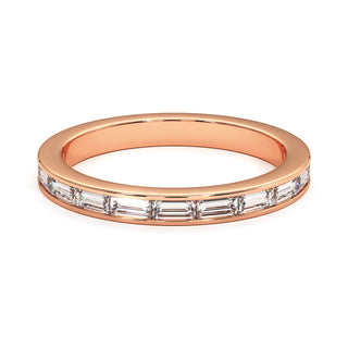 Demi-Alliance Concorde Diamants Baguettes Horizontal, diamants de laboratoire, or rose 18 carats — Maison Laveran Paris