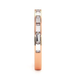 Demi-Alliance Concorde Diamants Baguettes Horizontal, diamants de laboratoire, or rose 18 carats — Maison Laveran Paris