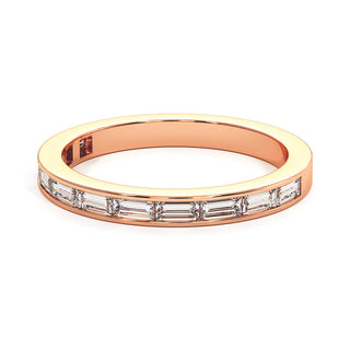 Demi-Alliance Concorde Diamants Baguettes Horizontal, diamants de laboratoire, or rose 18 carats — Maison Laveran Paris