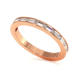 Demi-Alliance Concorde Diamants Baguettes Horizontal, diamants de laboratoire, or rose 18 carats — Maison Laveran Paris