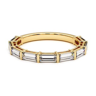 Demi-Alliance Montaigne Diamants Baguettes, diamants baguettes de laboratoire, or jaune 18 carats — Maison Laveran Paris
