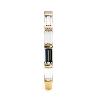 Demi-Alliance Montaigne Diamants Baguettes, diamants baguettes de laboratoire, or jaune 18 carats — Maison Laveran Paris