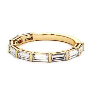Demi-Alliance Montaigne Diamants Baguettes, diamants baguettes de laboratoire, or jaune 18 carats — Maison Laveran Paris