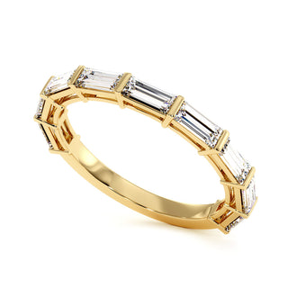 Demi-Alliance Montaigne Diamants Baguettes, diamants baguettes de laboratoire, or jaune 18 carats — Maison Laveran Paris