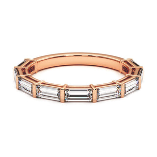 Demi-Alliance Montaigne Diamants Baguettes, diamants baguettes de laboratoire, or rose 18 carats — Maison Laveran Paris