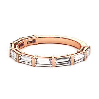 Demi-Alliance Montaigne Diamants Baguettes, diamants baguettes de laboratoire, or rose 18 carats — Maison Laveran Paris