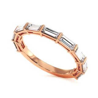 Demi-Alliance Montaigne Diamants Baguettes, diamants baguettes de laboratoire, or rose 18 carats — Maison Laveran Paris