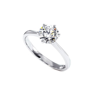 Bague Palais Royal, solitaire diamant de laboratoire, or blanc 18 carats ou platine 950 — Maison Laveran Paris