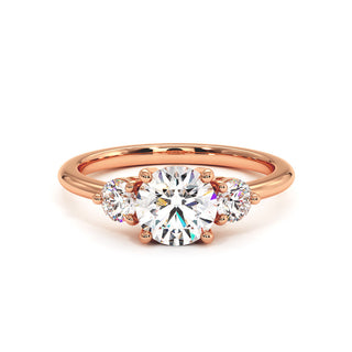 Bague Madeleine Diamant Rond, diamants de laboratoire, or rose 18 carats — Maison Laveran Paris
