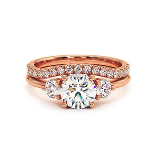 Bague Madeleine Diamant Rond, diamants de laboratoire, or rose 18 carats — Maison Laveran Paris