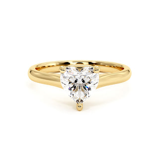 Bague Montaigne Cœur, solitaire diamant de laboratoire, or jaune 18 carats — Maison Laveran Paris