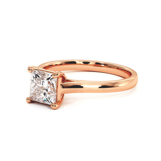 Bague Montaigne Princesse, solitaire diamant de laboratoire, or rose 18 carats — Maison Laveran Paris