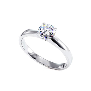 Bague Luxembourg, solitaire diamant de laboratoire, or blanc 18 carats ou platine 950 — Maison Laveran Paris