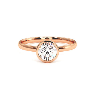 Bague Port Royal, solitaire diamant de laboratoire serti clos, or rose 18 carats — Maison Laveran Paris