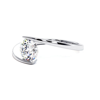 Bague Sorbonne, solitaire diamant de laboratoire, or blanc 18 carats ou platine 950 — Maison Laveran Paris