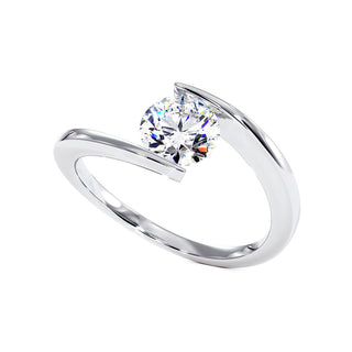 Bague Sorbonne, solitaire diamant de laboratoire, or blanc 18 carats ou platine 950 — Maison Laveran Paris