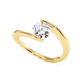 Bague Sorbonne, solitaire diamant de laboratoire, or jaune 18 carats — Maison Laveran Paris