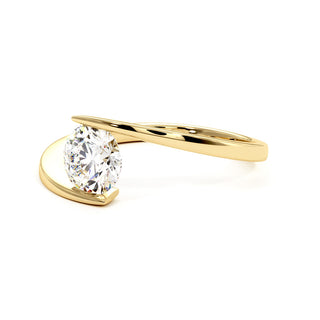 Bague Sorbonne, solitaire diamant de laboratoire, or jaune 18 carats — Maison Laveran Paris