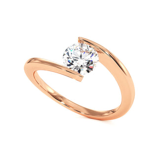Bague Sorbonne, solitaire diamant de laboratoire, or rose 18 carats — Maison Laveran Paris