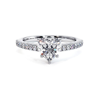 Bague Vendôme Diamant Cœur, diamants de laboratoire, or blanc 18 carats ou platine 950 — Maison Laveran Paris
